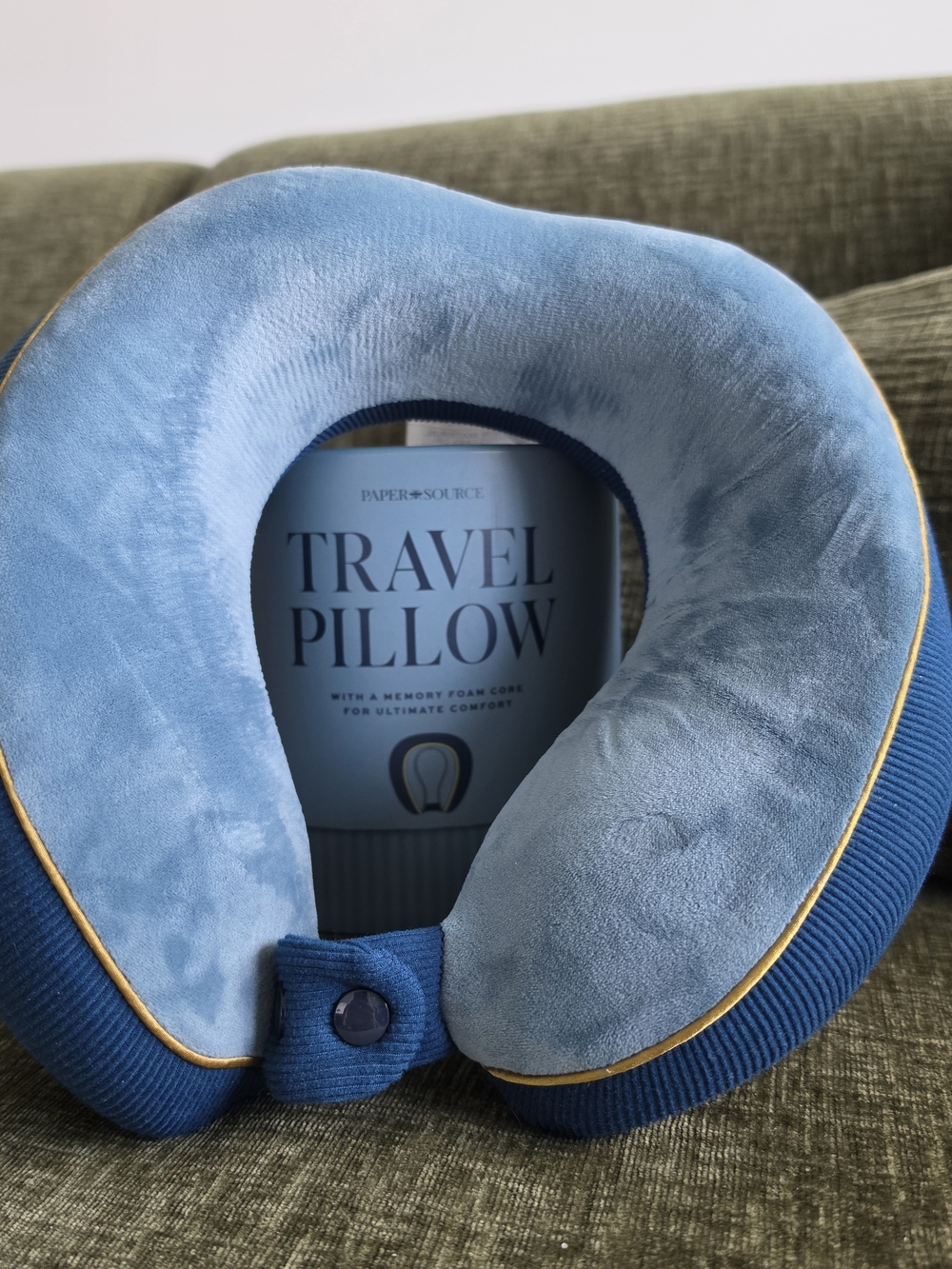 Paper Source Blue Memory Foam Travel Pillow